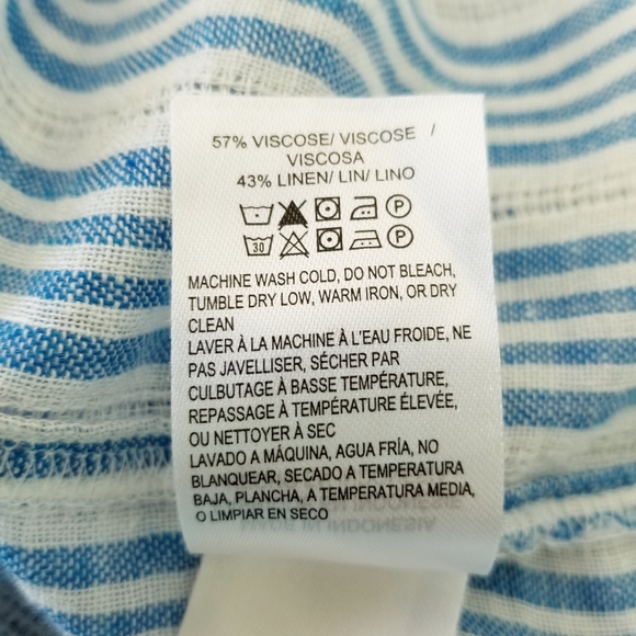 Lucky Brand Blue Stripe Linen Blend Long Sleeve Beachy Tunic Shirt Medium NWT - Picture 5 of 5